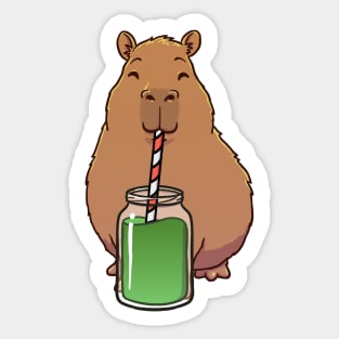 Capybara Green Juice Smoothie Sticker